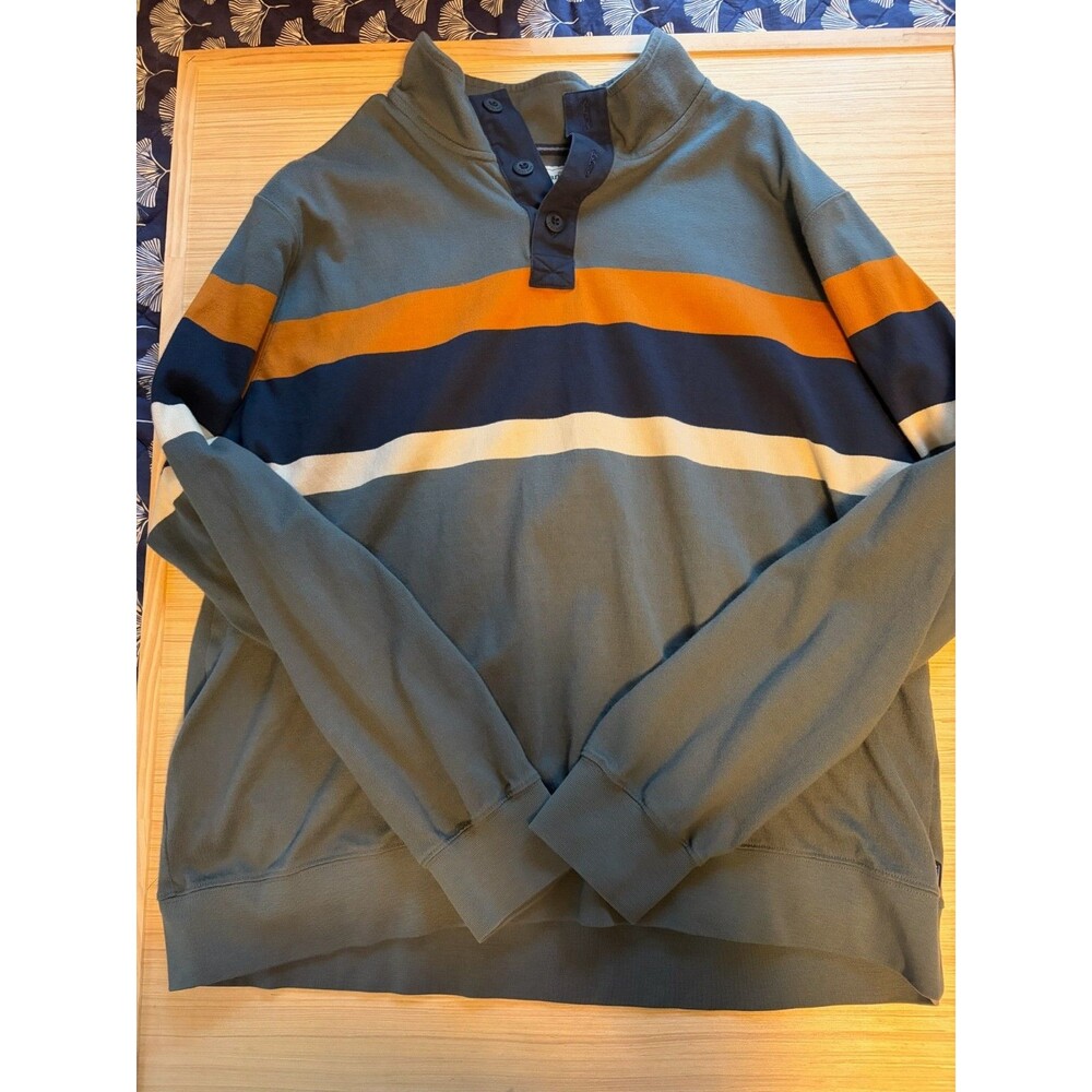 L.L.Bean Men's XL Traditional Fit Striped Rugby Mock Neck Cotton Pullover Shirt - Picture 5 of 7